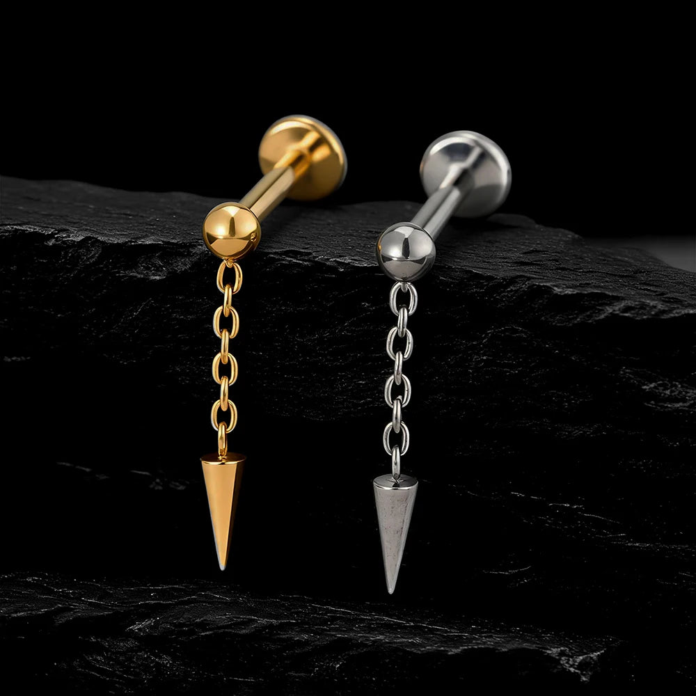 Thorn – labret en titane ASTM F136 – collection Black Halo – Lucifer Ink Studio