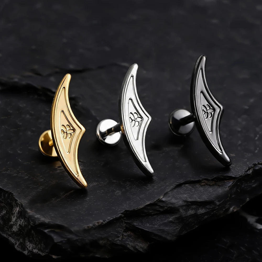 Éclipse – labret en titane ASTM F136 – collection Black Halo – Lucifer Ink Studio