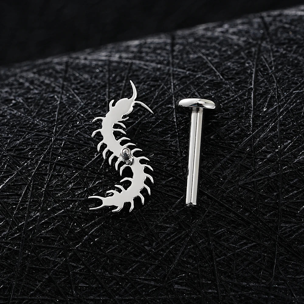 Hex – labret en titane ASTM F136 – collection Black Halo – Lucifer Ink Studio